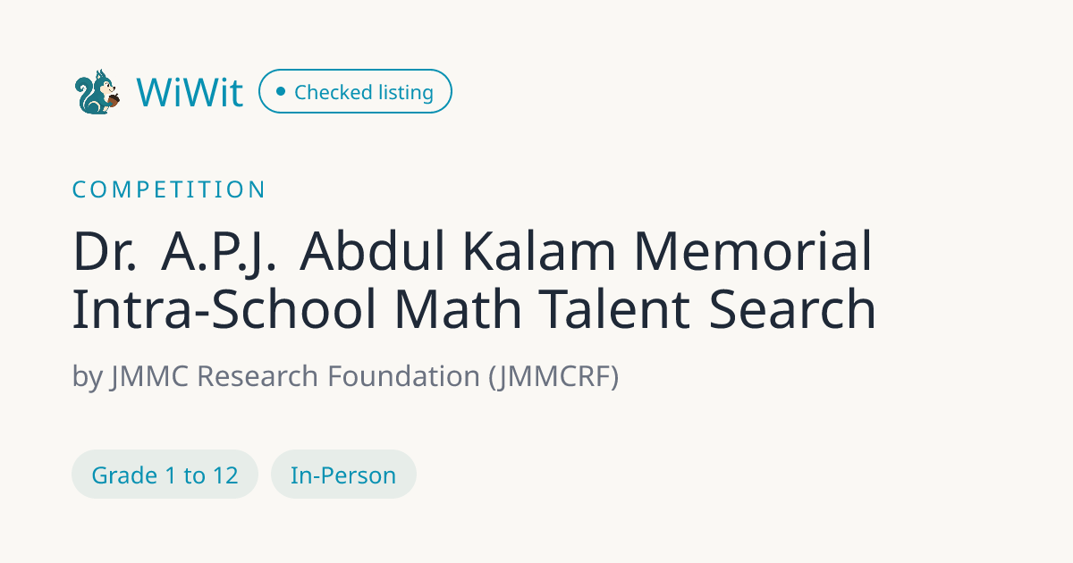 Dr. APJ Abdul Kalam Math Talent Search for Kolkata Students | JMMC ...