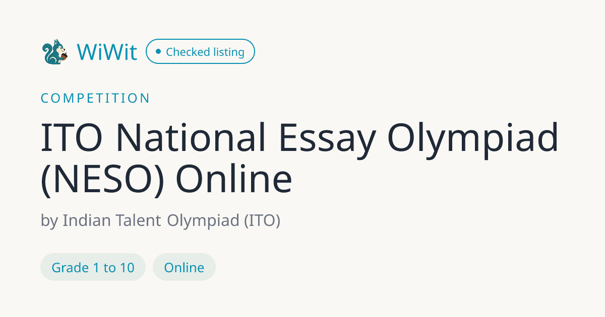 ITO National Essay Olympiad (NESO) Online 2026 | WiWit